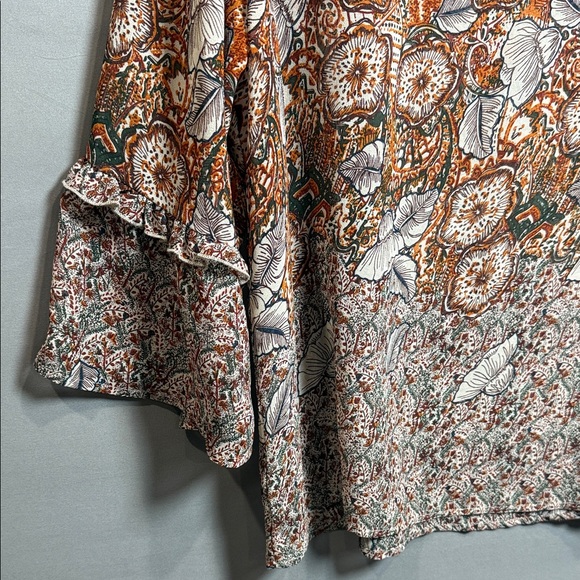 Lane Bryant Floral Boho Blouse Size 16 Plus Ruffle Sleeve Peasant Top - Picture 9 of 9
